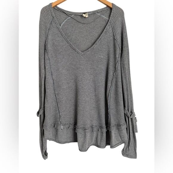 NWOT Free People Laguna Thermal V-Neck Blouse - Picture 6 of 8
